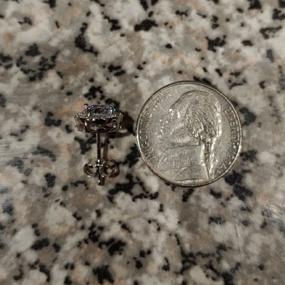 3.44 CTTW Halo Stud Earrings w/ Swarovski Elements - Picture 6 of 7
